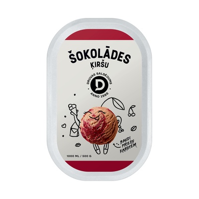 Šokolādes-ķiršu saldējums 1000ml/500g