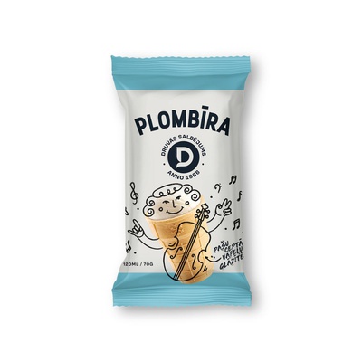 Plombīra saldējums vafeļu glāzītē 120 ml/70 g (40 gab.)