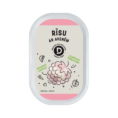Rīsu saldējums ar avenēm 1 l/500 g
