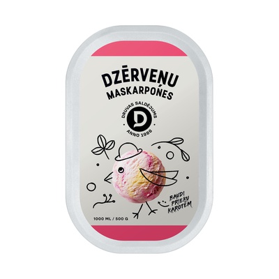 Dzērveņu-maskarpones saldējums 1000 ml/ 500 g